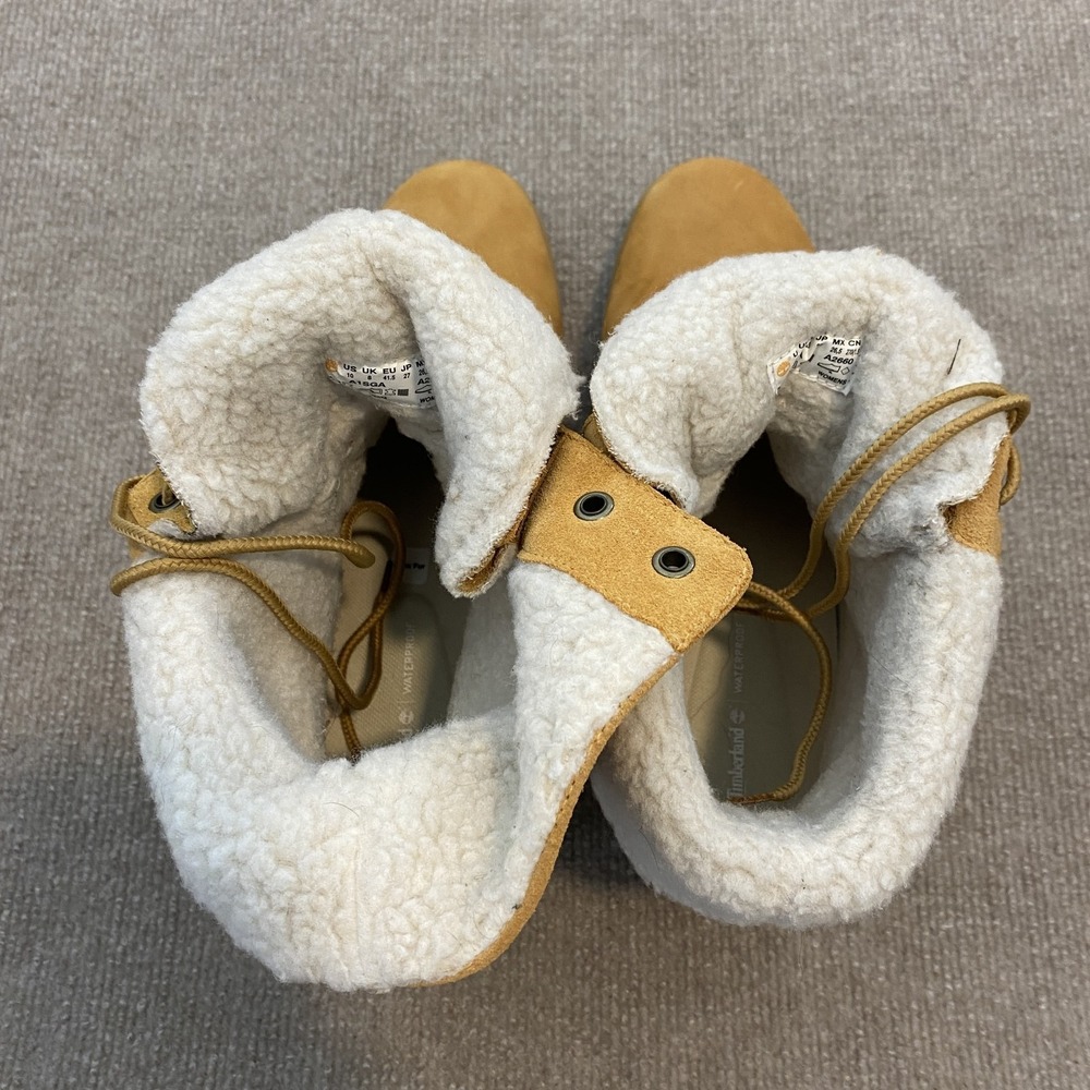 Timberland Snow Boots Womens Size 10 Beige Nubuck Waterproof Faux Fur‎ A1SGA - Picture 5 of 9